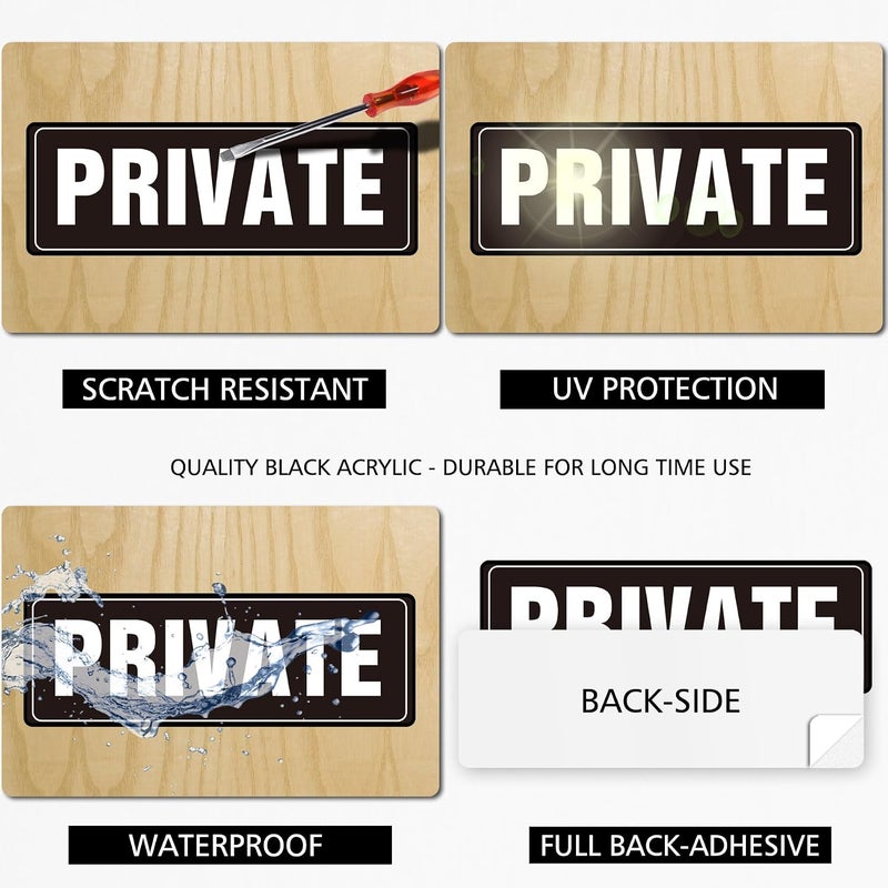 SnailGo Private 9x3 Inch, Acrylic Sign for Business Office Waterproof Self-Adhesive Plastic Signage for Door Wall 4 Pack - Image 3