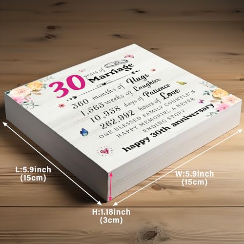 DMADNF 30 Year Anniversary Office Wooden Box Sign Decor Desk Sign, 30 Year Anniversary for Couples, 30th Wedding Anniversary, Keepsake Decoration Wood Box Home Desk Decor10PF019 - Image 3