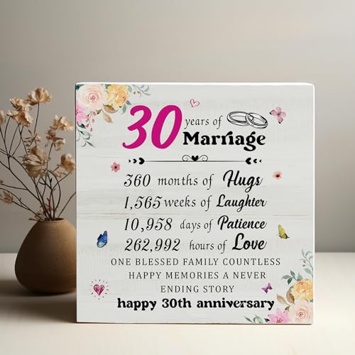 DMADNF 30 Year Anniversary Office Wooden Box Sign Decor Desk Sign, 30 Year Anniversary for Couples, 30th Wedding Anniversary, Keepsake Decoration Wood Box Home Desk Decor10PF019 - Image 2