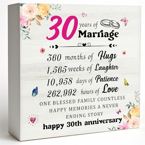 DMADNF 30 Year Anniversary Office Wooden Box Sign Decor Desk Sign, 30 Year Anniversary for Couples, 30th Wedding Anniversary, Keepsake Decoration Wood Box Home Desk Decor10PF019 - Image 1