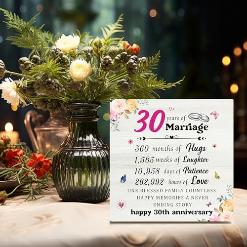 DMADNF 30 Year Anniversary Office Wooden Box Sign Decor Desk Sign, 30 Year Anniversary for Couples, 30th Wedding Anniversary, Keepsake Decoration Wood Box Home Desk Decor10PF019 - Image 4