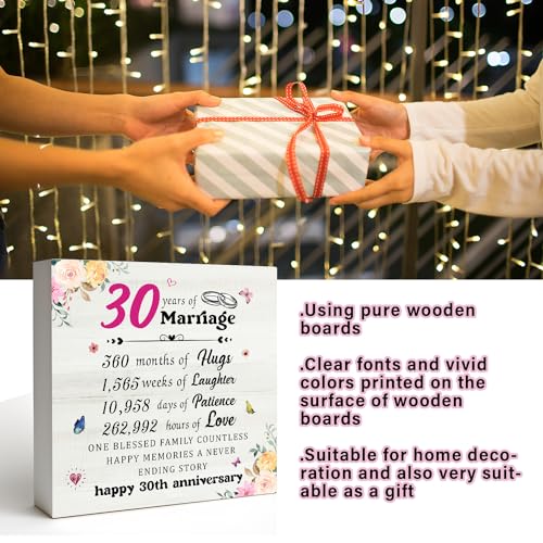 DMADNF 30 Year Anniversary Office Wooden Box Sign Decor Desk Sign, 30 Year Anniversary for Couples, 30th Wedding Anniversary, Keepsake Decoration Wood Box Home Desk Decor10PF019 - Image 5