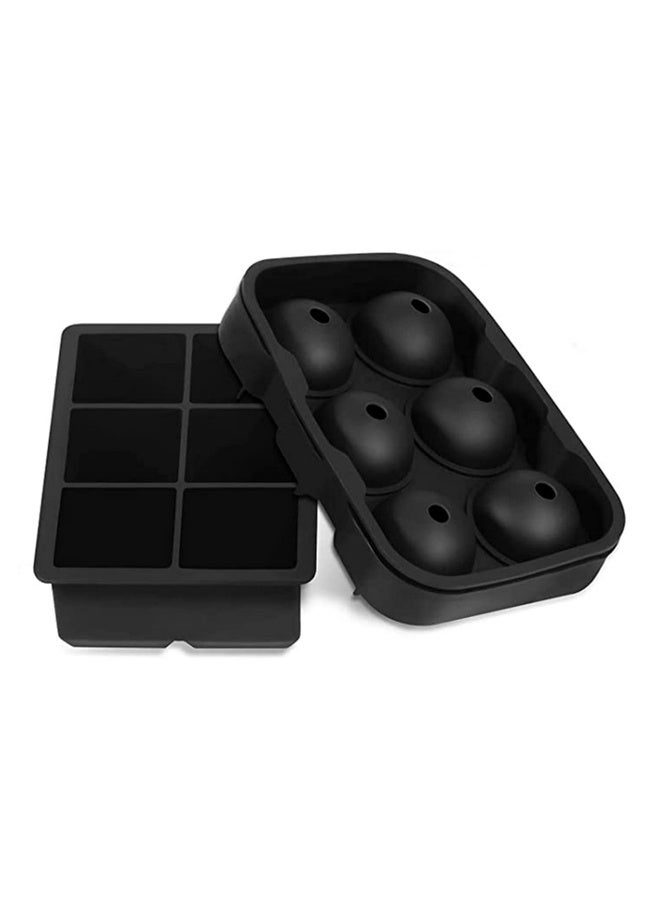 Set of 2 Flexible Ice Cube and Ball Maker Food Grade Silicone Trays Non Stick Easy Release Ice Mold for Whiskey Cocktails Popsicles Chocolate Baking Heat Resistant - Image 1