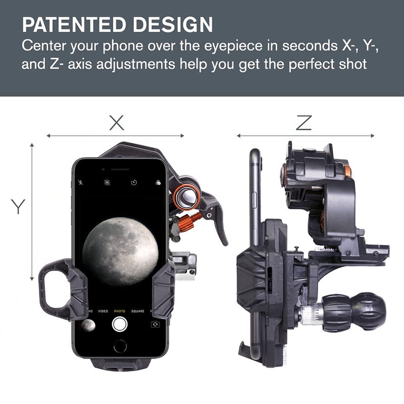 Celestron – NexYZ – 3–Axis Universal Smartphone Adapter for Telescope – Digiscoping Smartphone Adapter – Capture Images and Video Through Your Telescope or Spotting Scope - Image 3