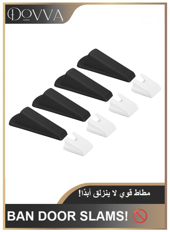 4 Pcs Door Stoppers, Door Stop Doorstop Rubber Door Stopper Wedge Large Door Wedge Sturdy with Storage Box for Bottom of Door Floor Inside, Black - Image 1