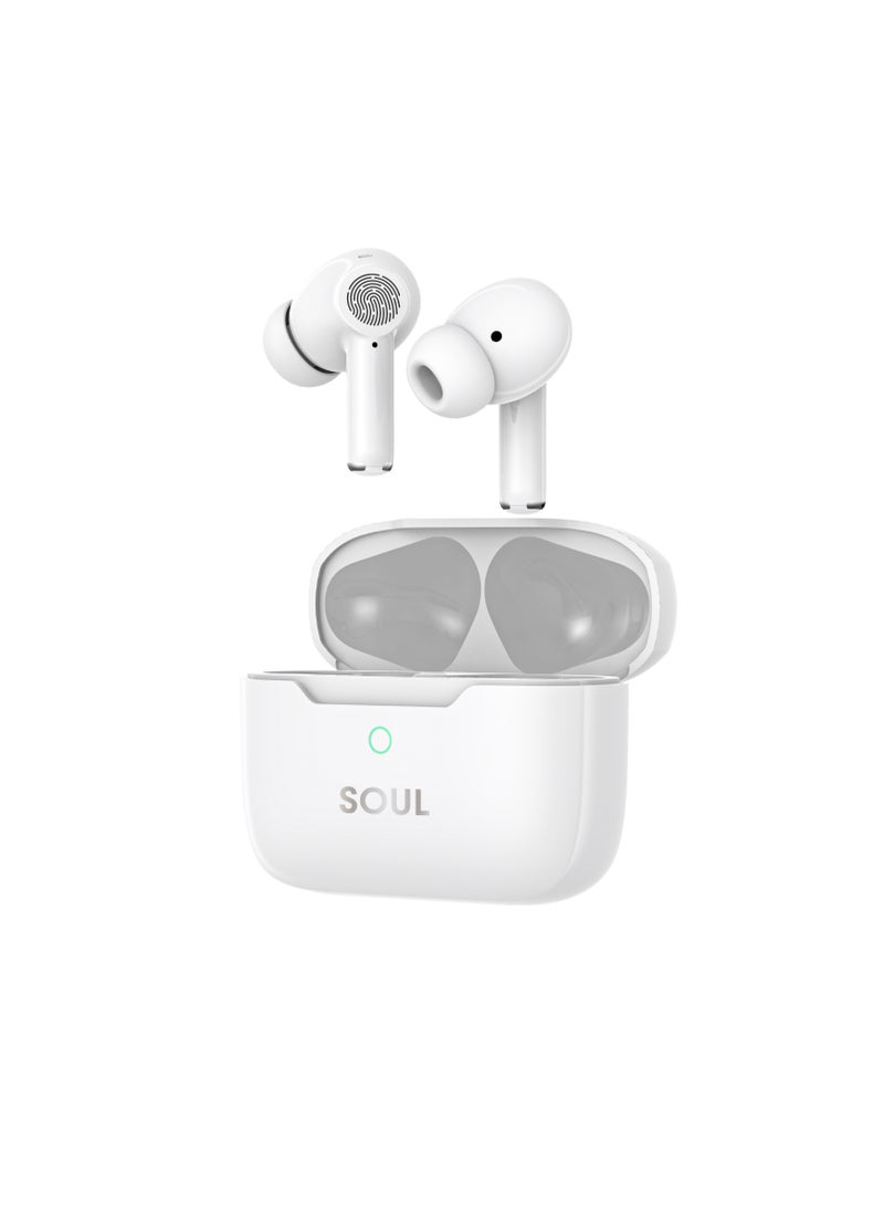 Xcell Xcell Soul15 ANC ENC True Wireless Earbuds | 22dB Active + Environmental Noise Cancelling, Ultra-Lightweight | 5Hr Playtime + 20Hr Backup | 11-Codec Support | Smart Touch for iPhone/Android – White  - Image 2