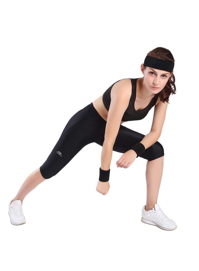 OnUpgo Sweatband Set Sports Headband Wristband Set Sweatbands Terry Cloth Wristband Wrist Sweatband Headbands Moisture Wicking Sweat Absorbing Head Band - Image 5