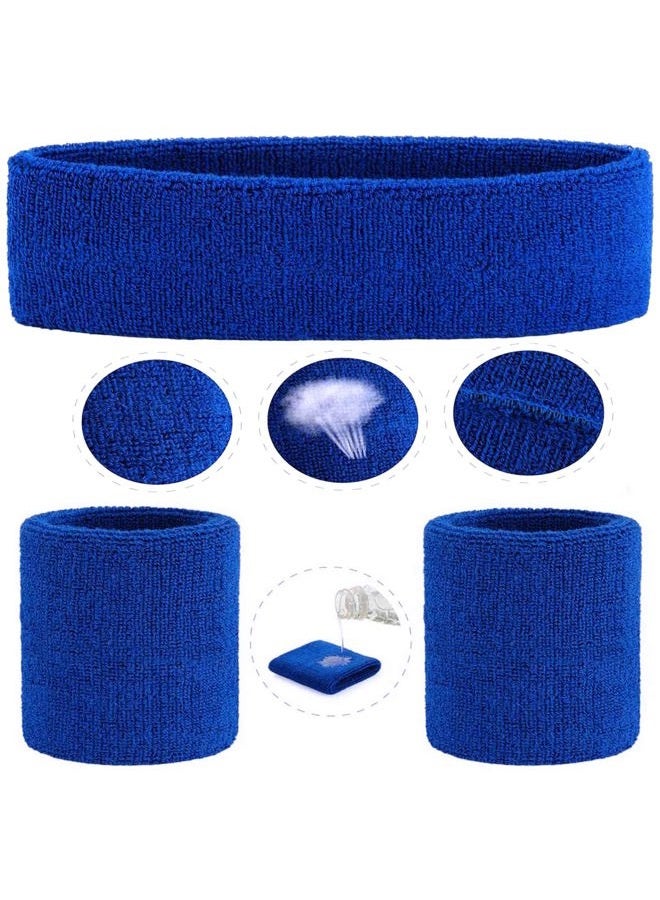 OnUpgo Sweatband Set Sports Headband Wristband Set Sweatbands Terry Cloth Wristband Wrist Sweatband Headbands Moisture Wicking Sweat Absorbing Head Band - Image 3