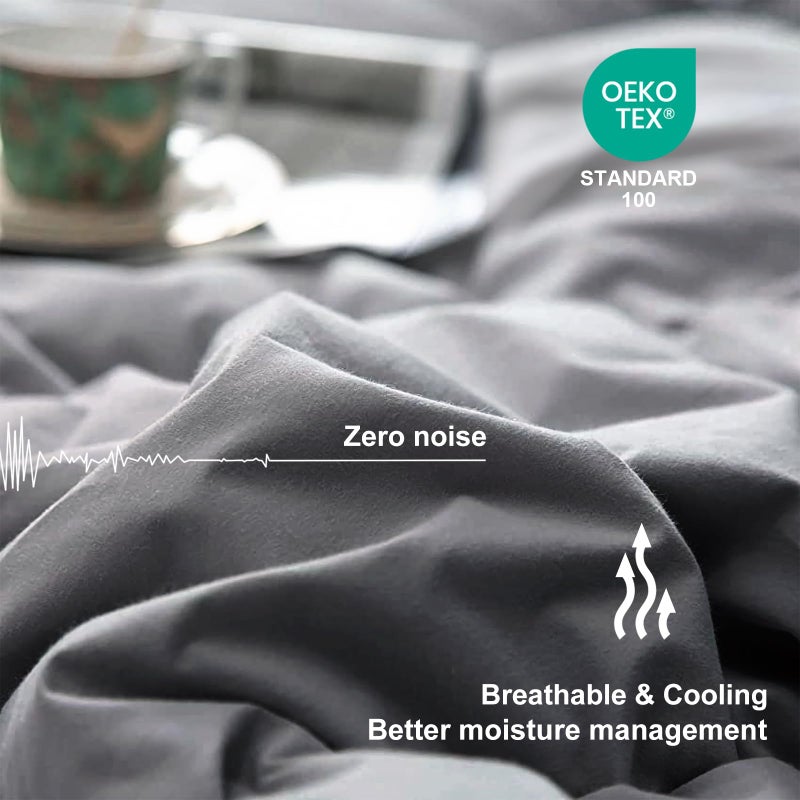 MEELUS Lightweight Comforter Cooling Grey, All Season Duvet Insert Breathable Queen Size Summer Bedding, Soft Microfiber Cool Down Alternative Quilt with Corner Tabs, 88x88 inch - Image 2