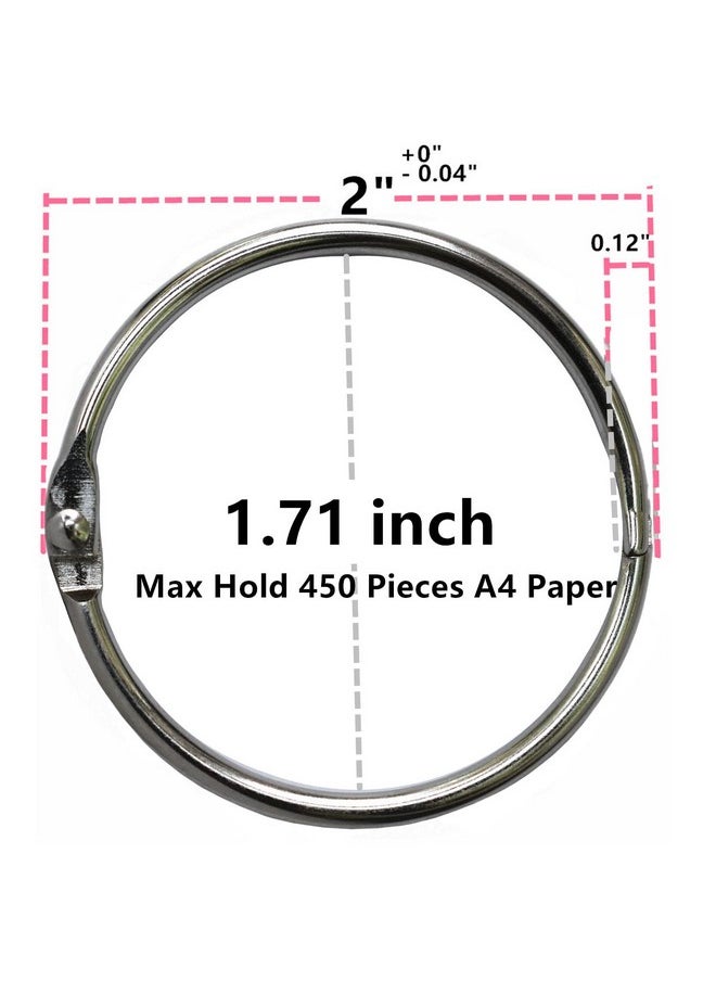 GOTOONE Book Binder Rings 2 Inch Office Loose Leaf Ring（20 Pack） Nickel Plated Silver  - Image 3