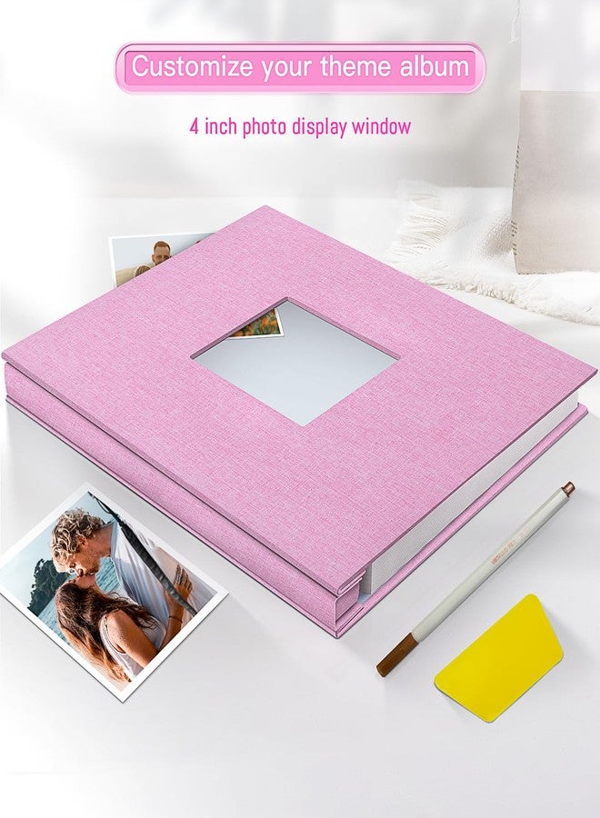 Popotop Photo Album Self Adhesive with Picture Display Window,40 Pages DIY Scrapbook Album for 4x6 8x10 Picture,Linen Cover Memory Book for Baby Wedding, with Scraper and Metallic Pen - Image 2
