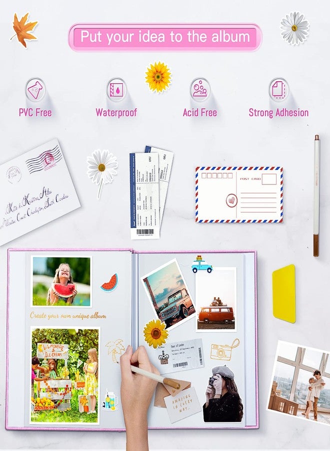 Popotop Photo Album Self Adhesive with Picture Display Window,40 Pages DIY Scrapbook Album for 4x6 8x10 Picture,Linen Cover Memory Book for Baby Wedding, with Scraper and Metallic Pen - Image 5