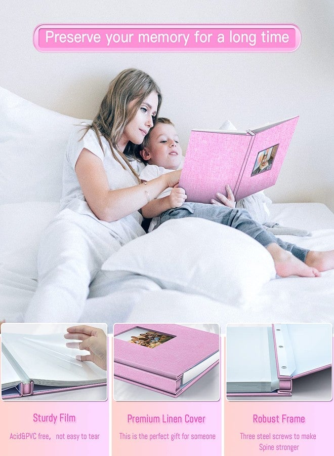 Popotop Photo Album Self Adhesive with Picture Display Window,40 Pages DIY Scrapbook Album for 4x6 8x10 Picture,Linen Cover Memory Book for Baby Wedding, with Scraper and Metallic Pen - Image 3