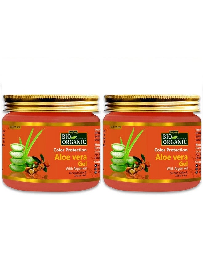 Indus Valley Bio Organic Color Protection Aloe Vera Gel With Argan Oil For Rich Colour & Shiny Hair (175 X 2 = 350Ml) Set Of 2  - Image 1