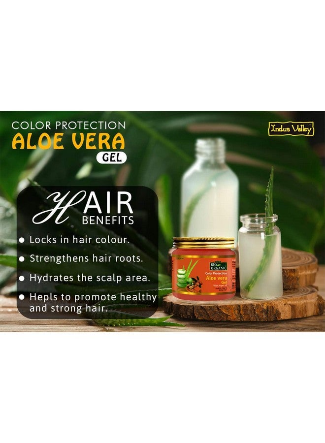 Indus Valley Bio Organic Color Protection Aloe Vera Gel With Argan Oil For Rich Colour & Shiny Hair (175 X 2 = 350Ml) Set Of 2  - Image 3