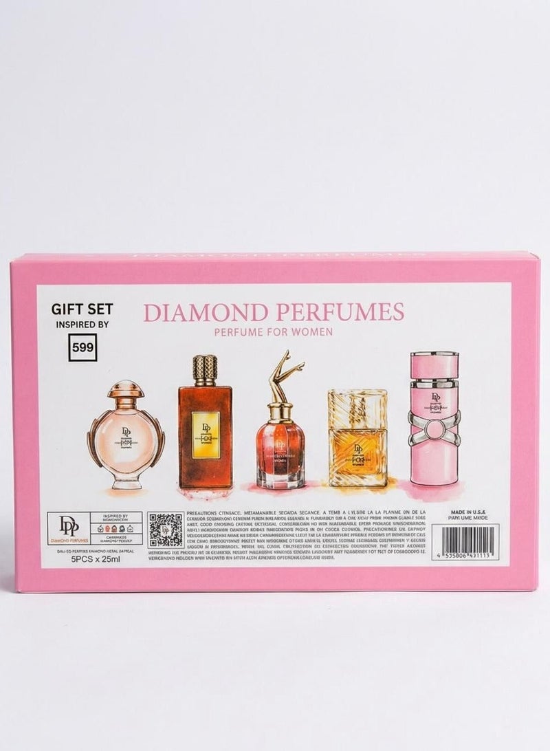 Diamond Perfume Gift Set No.599 - 5pcs*25ml - For Women - Image 4