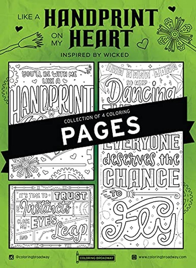Coloring Broadway The Coloring Project - Wicked Inspired Coloring Pages (Set of 4), Like a Handprint on My Heart Broadway Musical Merchandise, Printed on Matte Card Stock (8 1/2” x 11”), Ideal Gift for a Theater Lover - Image 1