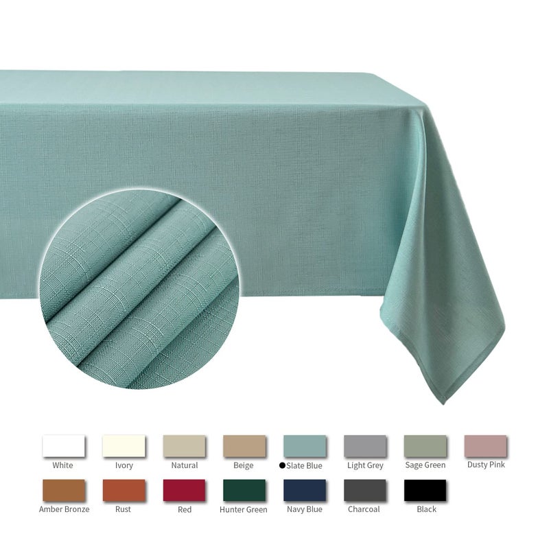 maxmill Slubby Texture Tablecloth Water Resistance Antiwrinkle Spillproof Soft Washable Jacquard Table Cloth for Dining Room  Event Banquet Party Holiday Dinner  Rectangle 60 x 104 Inch  Slate Blue - Image 4