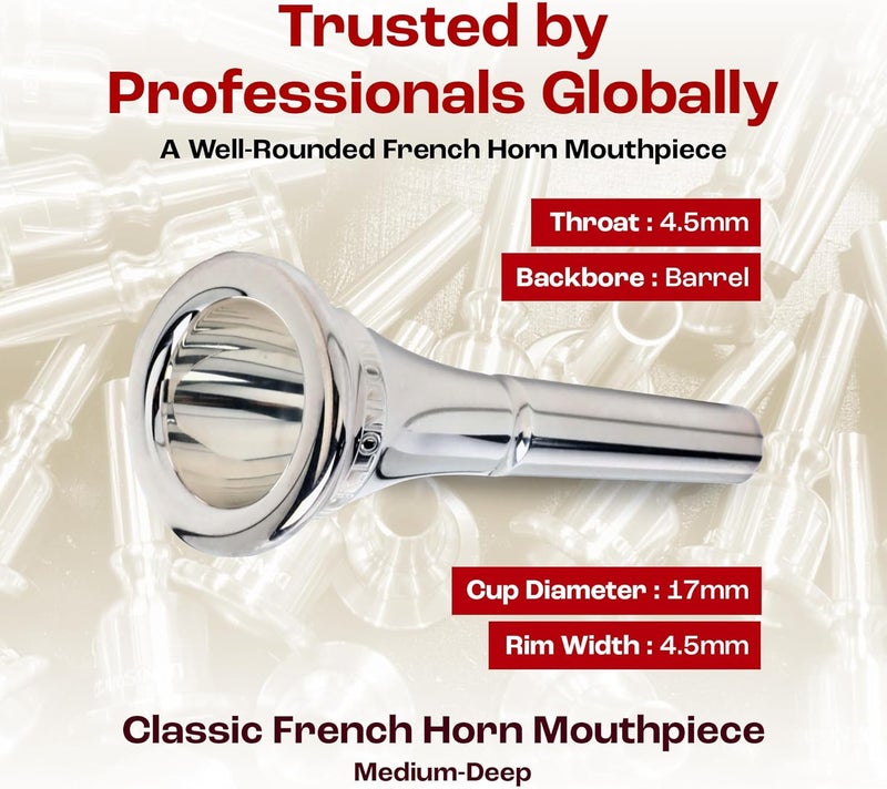 Denis Wick Classic French Horn Mouthpiece Silver Plated, 5885-7 - Precise Inner Rims & Barrel Backbore for Smooth Airflow, Secure Slotting & Clear Tone - French Horn Accessory - 17 x 4.48 x 4.5mm - Image 4