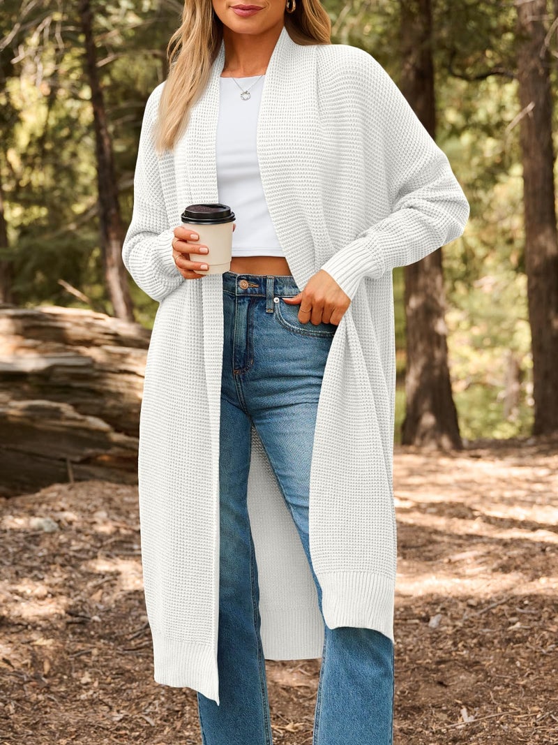 LILLUSORY Long Cardigan Sweaters for Women Fall Trendy Oversized Open Front Winter Coat Blazer 2025 Cozy Chunky Knit Sweater Jacket Outwear Coats White L - Image 2
