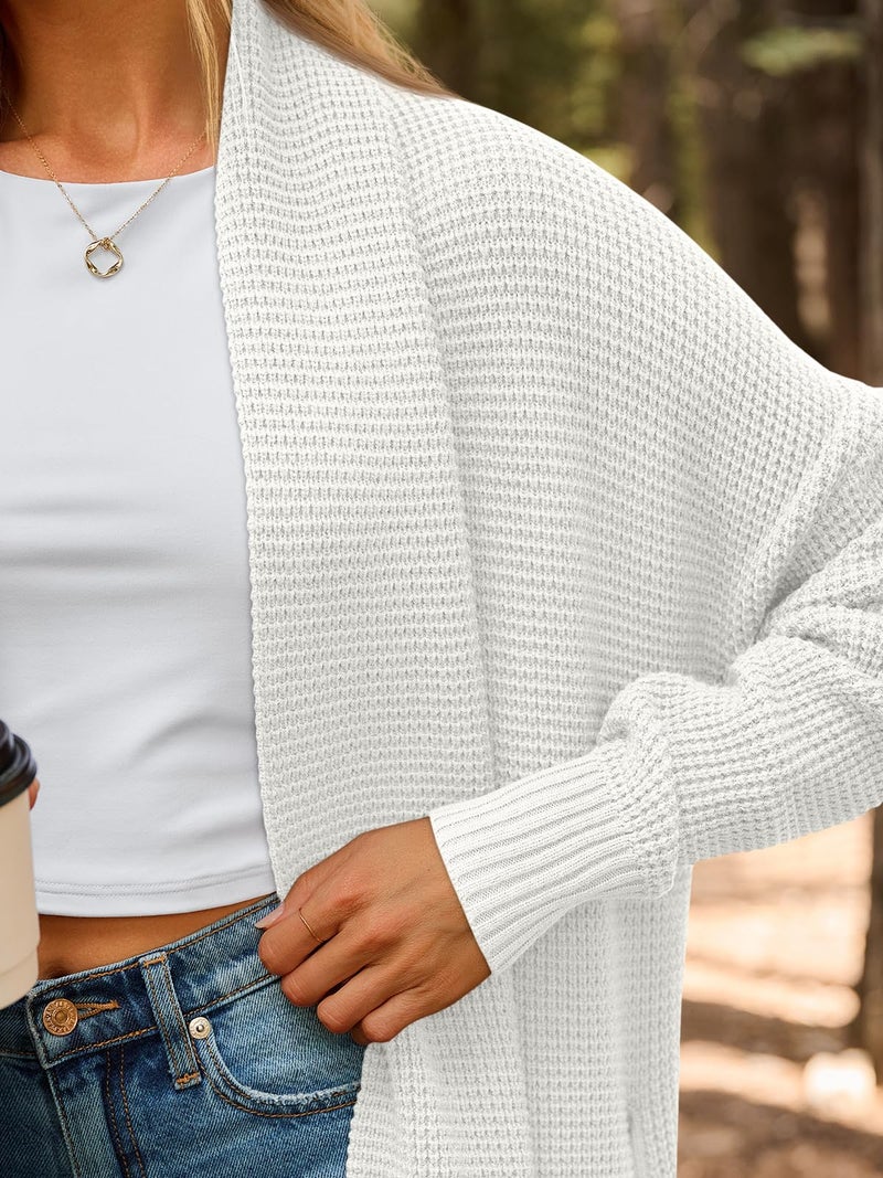 LILLUSORY Long Cardigan Sweaters for Women Fall Trendy Oversized Open Front Winter Coat Blazer 2025 Cozy Chunky Knit Sweater Jacket Outwear Coats White L - Image 5
