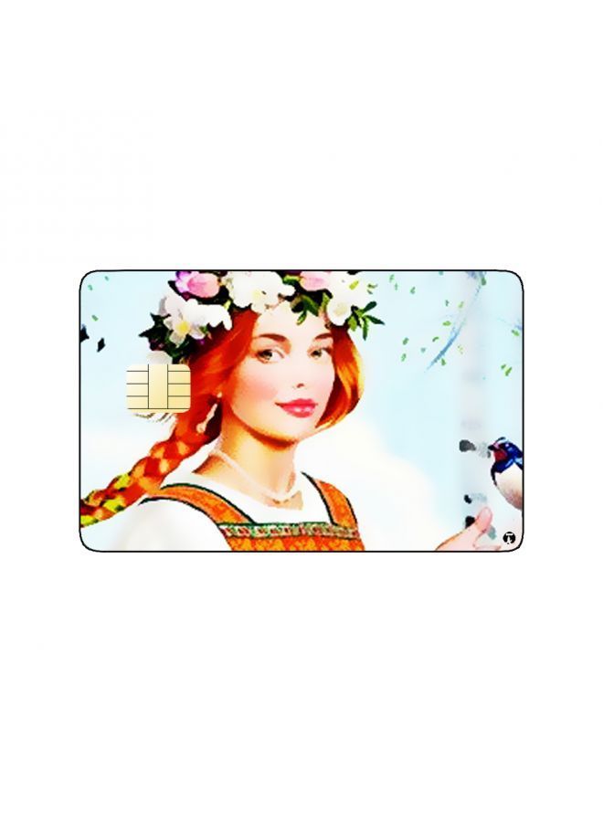 RKN PRINTED BANK CARD STICKER Beautiful Woman Vintage Art With Roses - Image 2