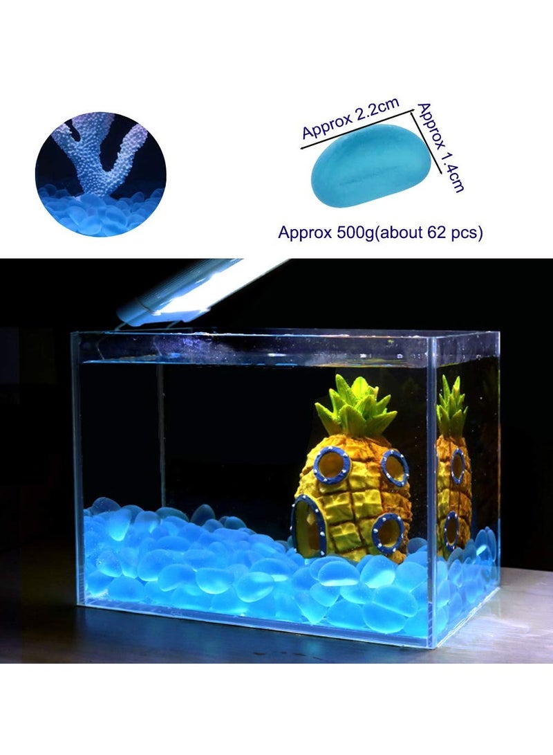 Aquarium glass stone decoration blue marble pebbles fresh water artificial frosted stone fluorescent stone fish tank crafts decoration gravel Vase Filler - Image 3