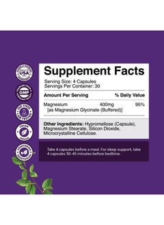 ONE A DAY Pure Magnesium Glycinate 400mg Per Serving - Vegan High Absorption Chelated Magnesium Capsules for Women & Men 400mg for Mood Sleep and Relaxation Support - 30 Servings  - Image 2