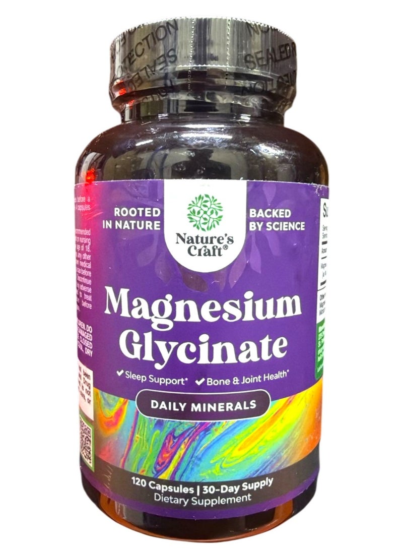 Natures Craft Magnesium Glycinate 400mg Mineral Supplement - Calming Magnesium - 120 Count - Image 1