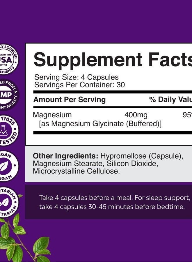 Natures Craft Magnesium Glycinate 400mg Mineral Supplement - Calming Magnesium - 120 Count - Image 5