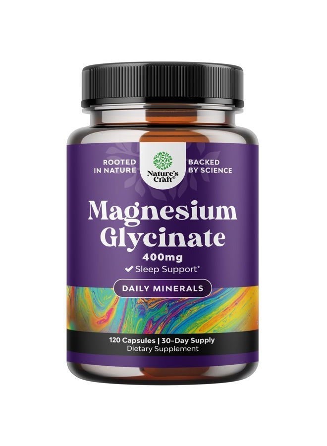 Natures Craft Magnesium Glycinate 400mg Mineral Supplement - Calming Magnesium - 120 Count - Image 4