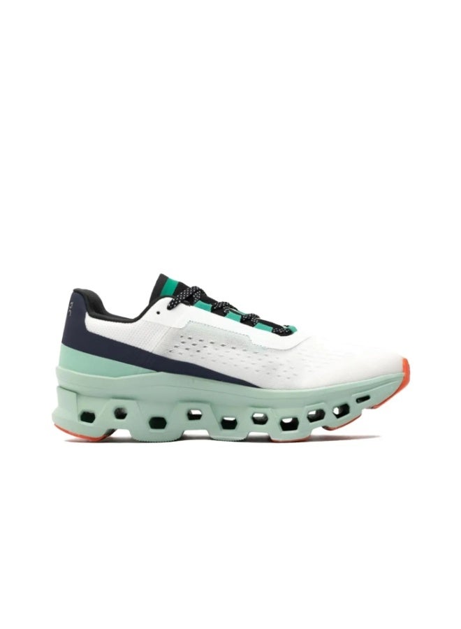On Cloudmonster Trendy & Comfortable Sports Running Shoes, Fabric, Shock Absorption, Anti-Slip, Wear-Resistant, Breathable, High Resilience, Low-Top (White/Stream Green) - Image 2