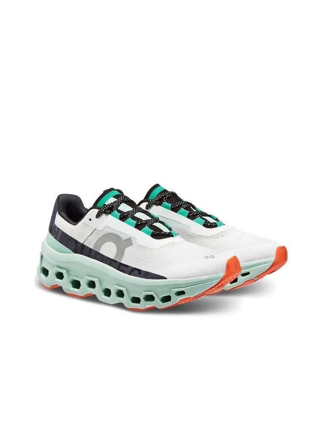 On Cloudmonster Trendy & Comfortable Sports Running Shoes, Fabric, Shock Absorption, Anti-Slip, Wear-Resistant, Breathable, High Resilience, Low-Top (White/Stream Green) - Image 3