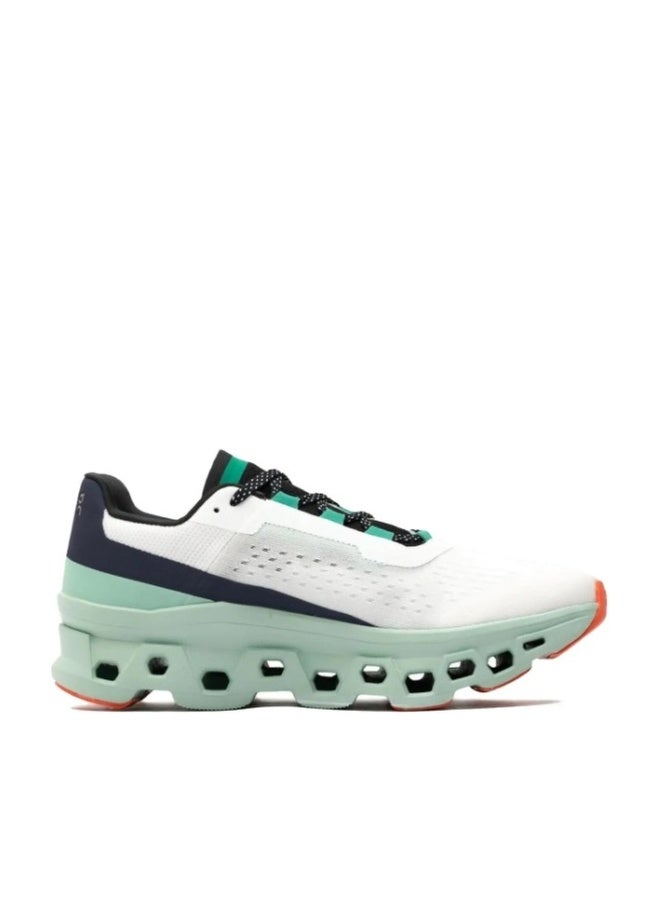 On Cloudmonster Trendy & Comfortable Sports Running Shoes, Fabric, Shock Absorption, Anti-Slip, Wear-Resistant, Breathable, High Resilience, Low-Top (White/Stream Green) - Image 1