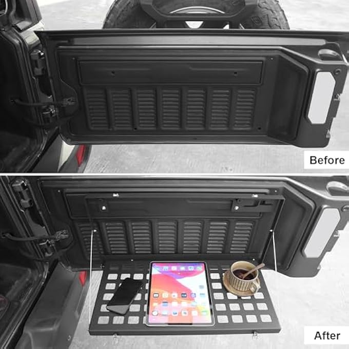 rayihni for Jeep JL Tailgate Table Rear Foldable Cargo Shelf Aluminum Alloy Storage Rack for 2018-2023Jeep Wrangler JL - Image 2