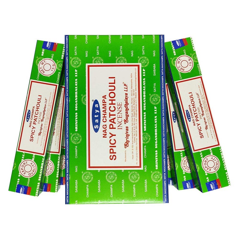 Satya Incense Sticks Economy Pack 12 Packs of 15 g Approx 180 Sticks Spicy Patchouli