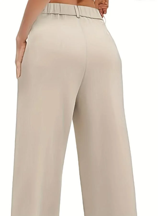 Take Two Solid Pocket Detail Wide Leg Pants