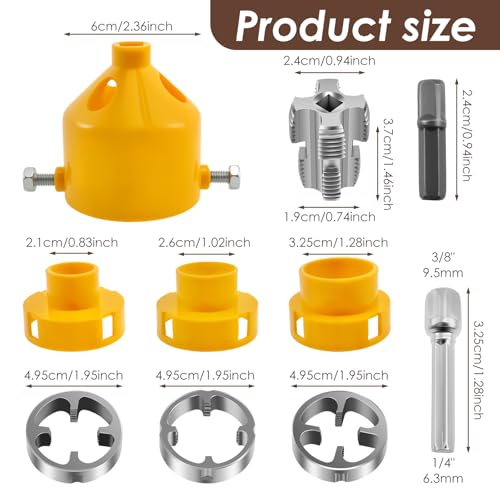 Tzdxfgl PVC Pipe Threader Kit Compatible Electric Drill, PVC Thread Maker Tool with 3 Dies(1/2", 3/4", 1") Water Pipe Threading Plumbing Tool for Internal & External Threads on Plastic Pipes - Image 2