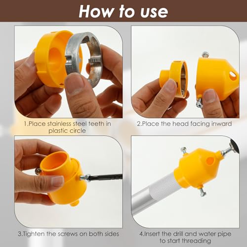 Tzdxfgl PVC Pipe Threader Kit Compatible Electric Drill, PVC Thread Maker Tool with 3 Dies(1/2", 3/4", 1") Water Pipe Threading Plumbing Tool for Internal & External Threads on Plastic Pipes - Image 4