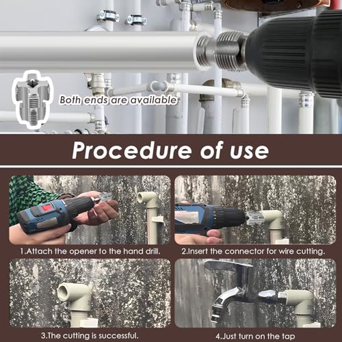 Tzdxfgl PVC Pipe Threader Kit Compatible Electric Drill, PVC Thread Maker Tool with 3 Dies(1/2", 3/4", 1") Water Pipe Threading Plumbing Tool for Internal & External Threads on Plastic Pipes - Image 5