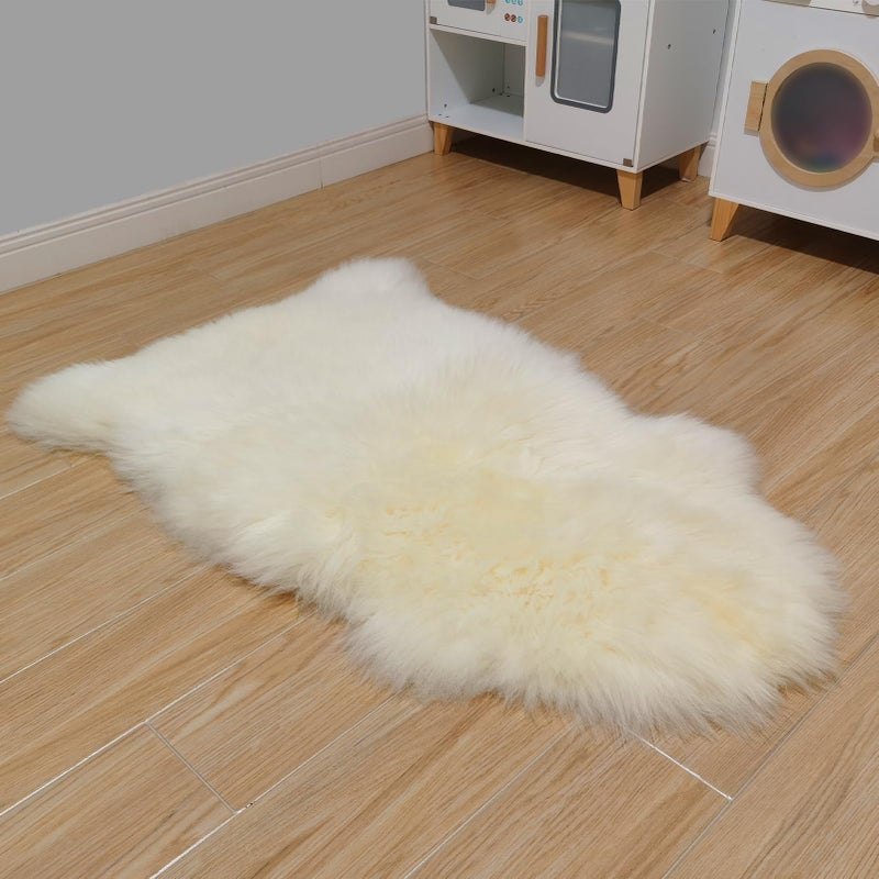 Kopal Genuine Australian Sheepskin Rug, Real Lambskin Area Rug, 2x3 ft Single Pelt, Natural White - Image 3