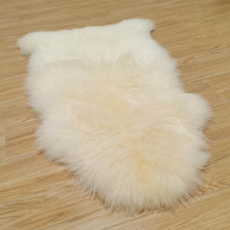 Kopal Genuine Australian Sheepskin Rug, Real Lambskin Area Rug, 2x3 ft Single Pelt, Natural White - Image 1