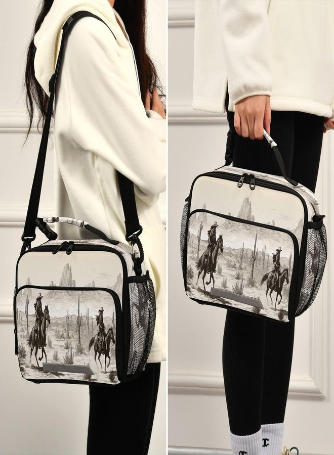 Kigai Western Desert Cowboy Insulated Lunch Bag, Reusable Lunch Box, Removable Shoulder Strap Cooler Tote, Meal Picnic Bags for Outdoor, School, Travel, Office - Image 5