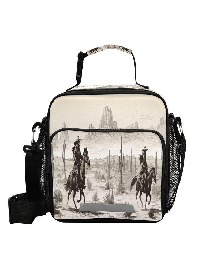 Kigai Western Desert Cowboy Insulated Lunch Bag, Reusable Lunch Box, Removable Shoulder Strap Cooler Tote, Meal Picnic Bags for Outdoor, School, Travel, Office - Image 1