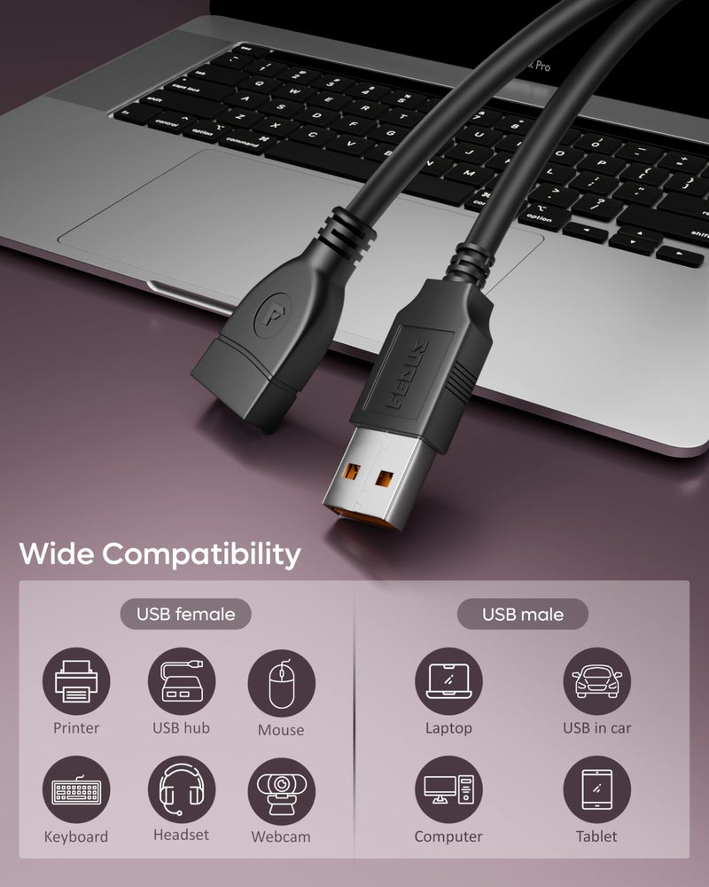 FEDUS TitanLink USB 2.0 Extension Cable Type-A Male to Female 5 Meter High-Speed 480Mbps Data Transfer Charging Extender Cord for TV, Printer, Webcam, Keyboard, Mouse, Gamepad, PC,Laptop,Hubs,Scanner - Image 2