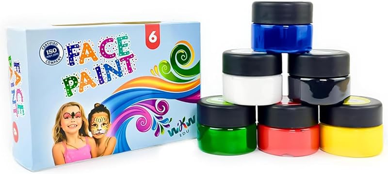 WKW Colors- Face Paint, Set Of 6 Different Colour, 20ML
