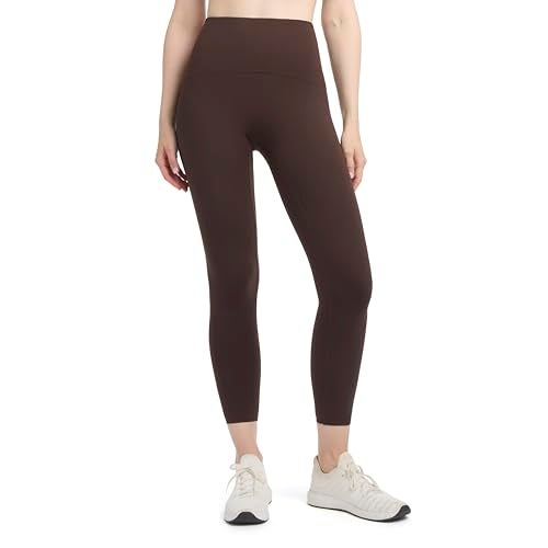Danskin Women's Streamline Bonded Ankle Leggings with Back Pocket, Espresso, Large - Image 5