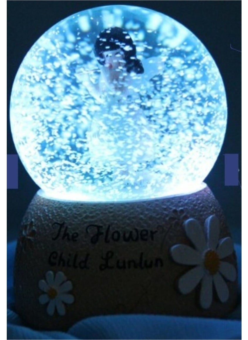Fbz Home Daisy Themed Musical Lighted Snow Globe Large Snow Motor Glass Globe  - Image 3