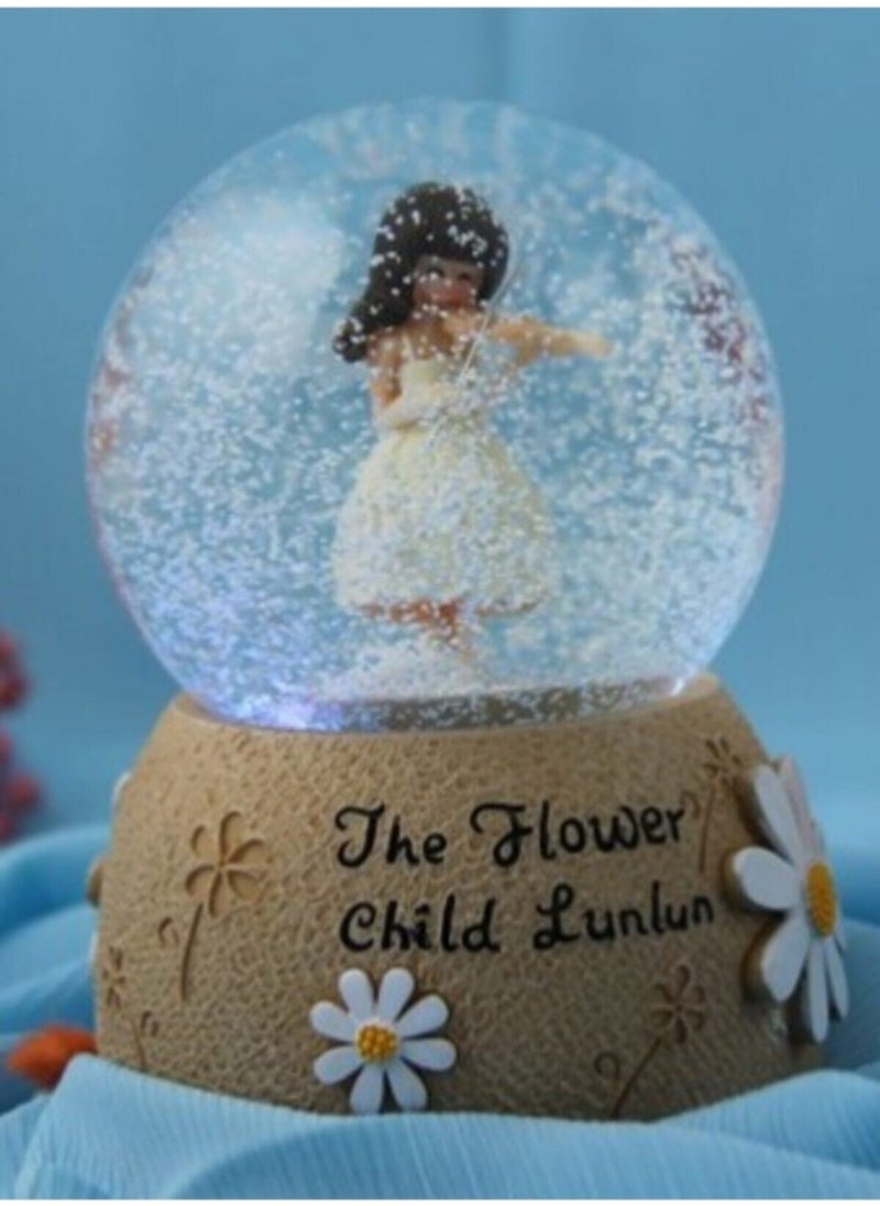 Fbz Home Daisy Themed Musical Lighted Snow Globe Large Snow Motor Glass Globe  - Image 4