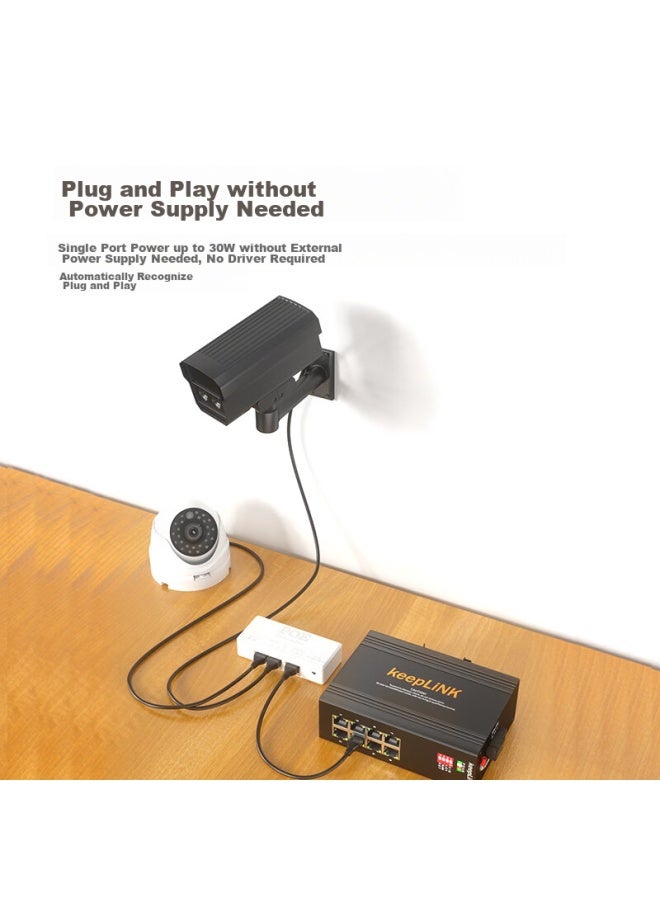 keepLiNK مفتاح كيبلينك Kp-9000 ثلاثي المنافذ 100Mbps Poe، مدخل طاقة واحد ومخرجان، مكرر، مقسم - Image 2